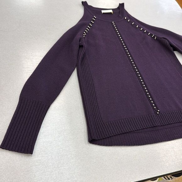 Ramy Brook Deep Purple Sweater with Stud Accents - Picture 3 of 9